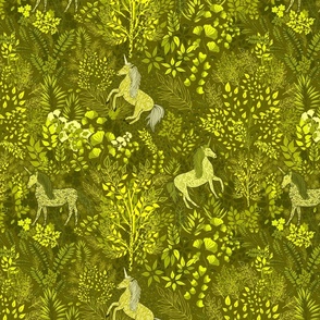 Unicorns in the Woods of Wonderment (yellow)