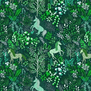 Unicorns in the Woods of Wonderment (green)