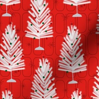 Midcentury Aluminum Christmas Trees - Red