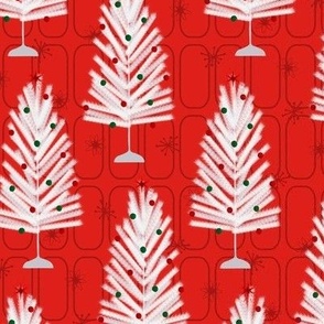 Midcentury Aluminum Christmas Trees - Red
