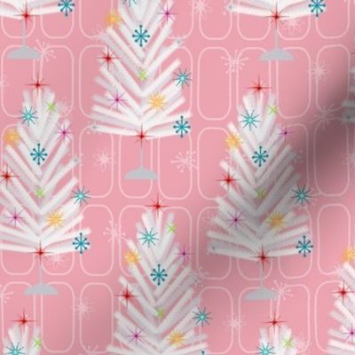 Midcentury Aluminum Christmas Trees Starburst - Pink