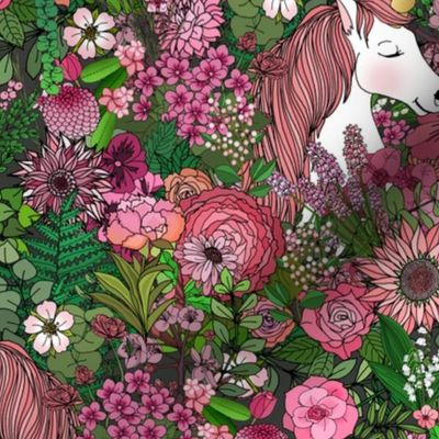 Unicorns in a Rose Colored Garden 