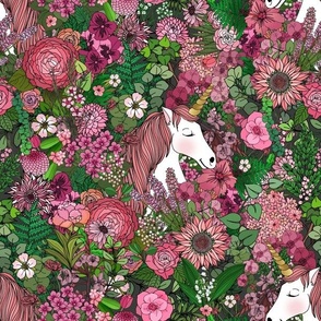 Unicorns in a Rose Colored Garden 