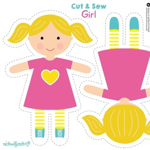 Cut and Sew Blonde Girl Doll Heart Dress