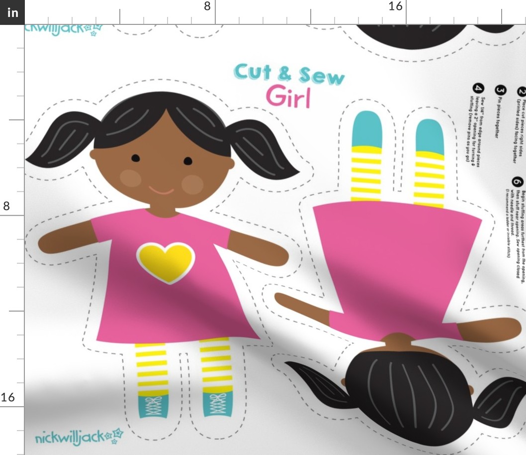 Cut and Sew Black Girl Doll-Heart Dress