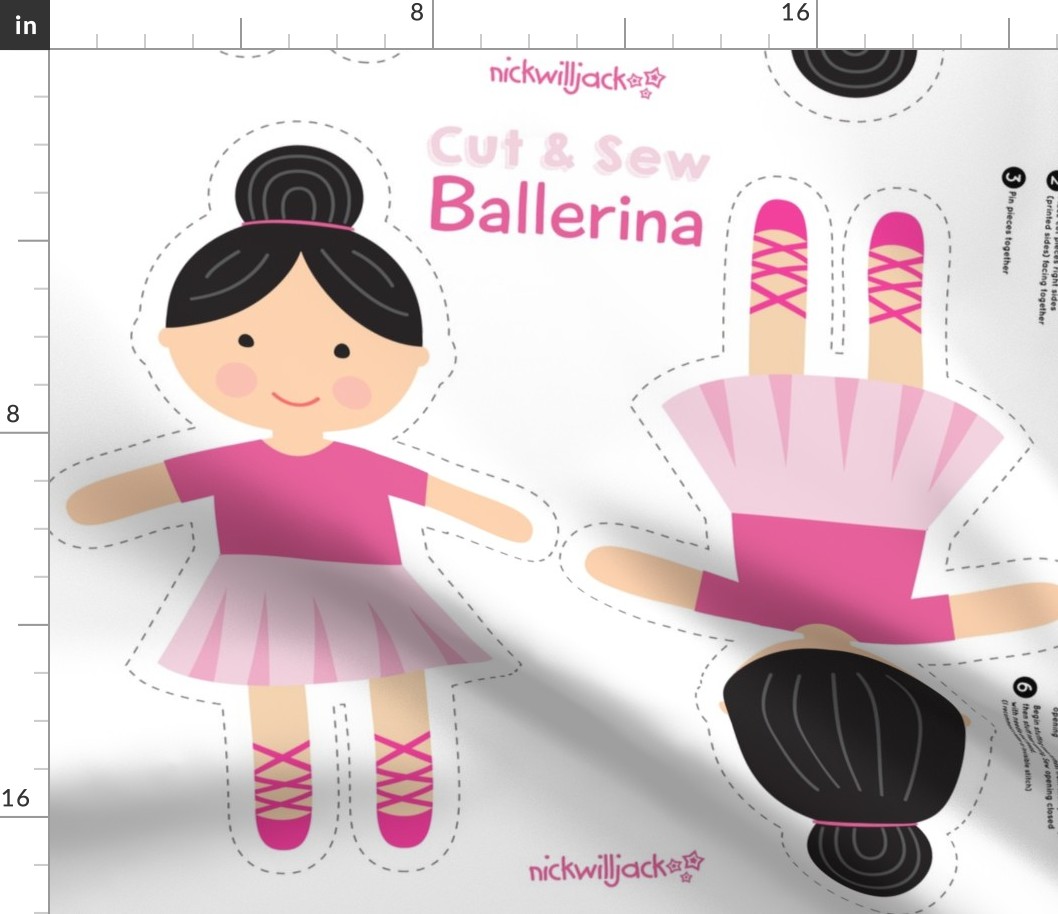 Cut and Sew Ballerina Doll-Black Hair