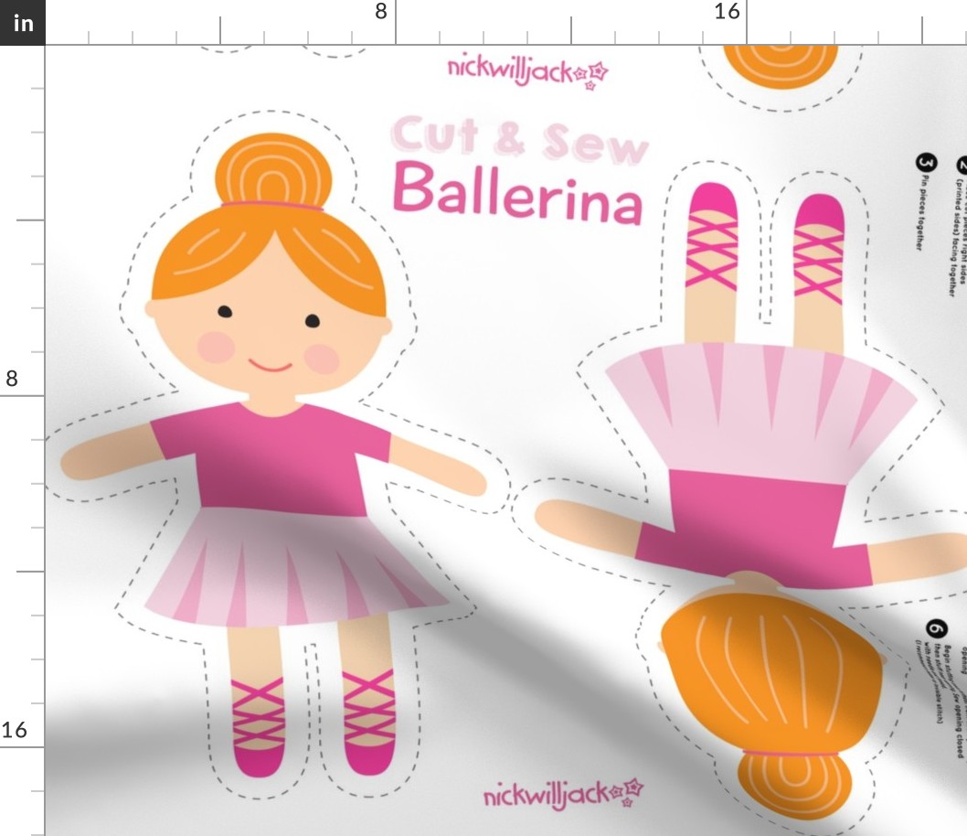 Cut and Sew Girl Doll-Ballerina-Red Hair