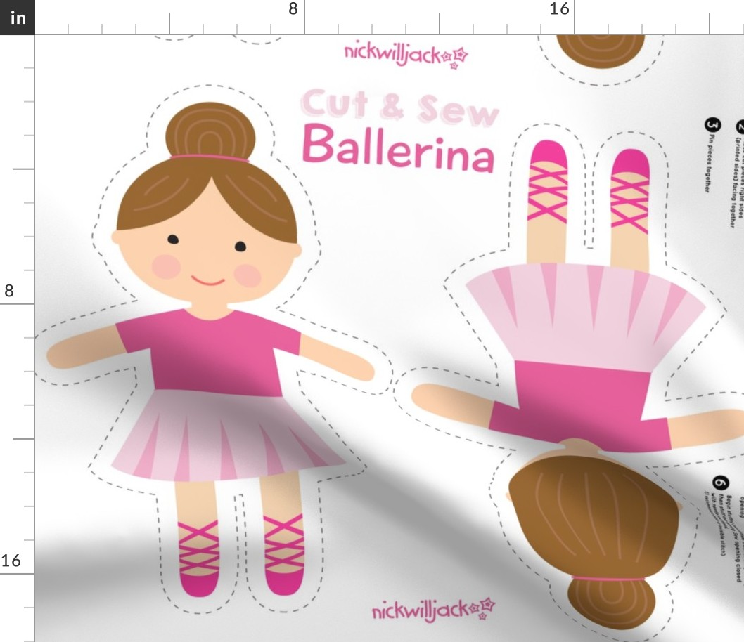 Cut and Sew Doll-Ballerina-Brown Hair