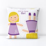 Cut and Sew Girl Doll-Purple Dress-Short Blonde Hair