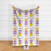 Cut and Sew Girl Doll-Purple Dress-Short Blonde Hair