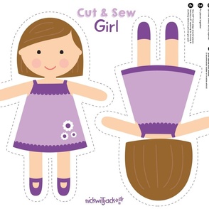 Cut and Sew Doll-Purple Dress-Short Brown Hair