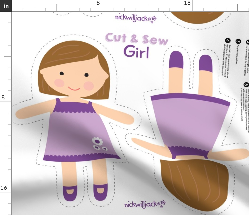 Cut and Sew Doll-Purple Dress-Short Brown Hair