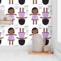 Cut and Sew Black Girl Doll-Purple Dress-Short Black Hair