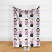 Cut and Sew Doll-Purple Dress-Short Black Hair