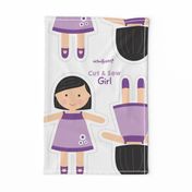 Cut and Sew Doll-Purple Dress-Short Black Hair
