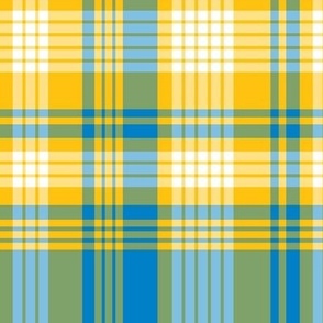 The Blue the Yellow and the White: Blended Plaid - Blue Yellow and White