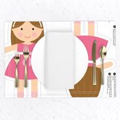 Cut and Sew Doll-Pink Dress-Brown Hair