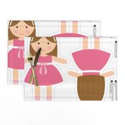 Cut and Sew Doll-Pink Dress-Brown Hair