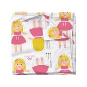 Cut and Sew Girl Doll-Pink Dress-Blonde Hair