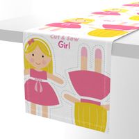 Cut and Sew Girl Doll-Pink Dress-Blonde Hair