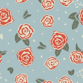 Cottage Core Rose Scatter - Medium Scale.