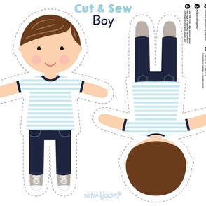 Cut and Sew Boy-Side Part Brown Hair