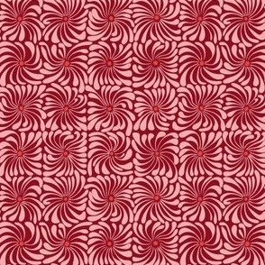 SMALL 1 inch psychedelic daisy grid - red pink