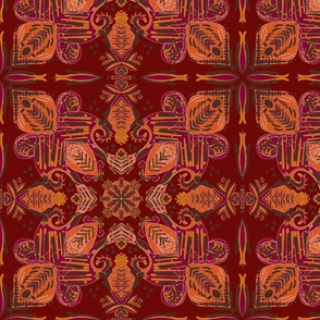 Maroon and coral Moroccan tile 