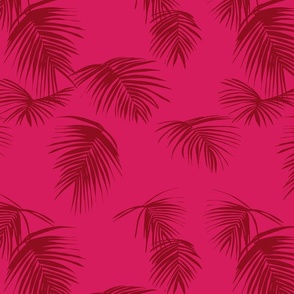 EMILY tropical palm leaf - hot pink and red