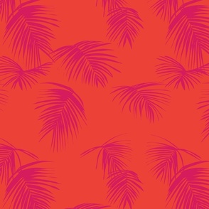EMILY tropical palm leaf - orange and hot pink