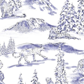 very peri snow leopard toile large scale 