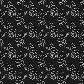 bunny (very) in love monochrome on dark 