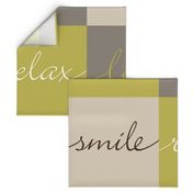 Love Smile Relax 18"x18" Panels in Lime Green Beige Taupe Cream Brown 