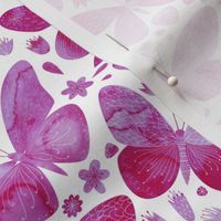 Magenta Pink Butterflies Watercolor