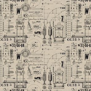 Historic Construction And Technology Pattern Beige Smaller Scale