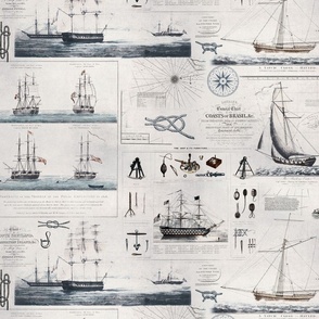 Vintage Nautical Theme Collage Grey