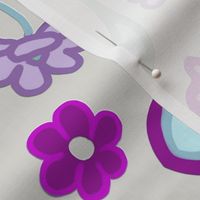 Scandinavian folk floral art - purple and light blue