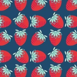 Small scale • Strawberries - blue background