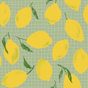 (medium) Picnic lemons - green background