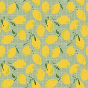 (small) Picnic lemons - green background