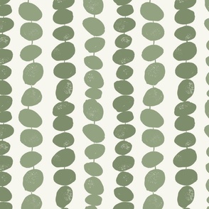 (medium) Pebbles - green pebbles on a string with a cream background