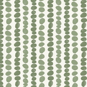 (small) Pebbles - green pebbles on a string with a cream background