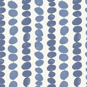 (medium) Pebbles - blue pebbles on a string with a cream background