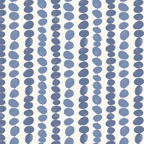 (small) Pebbles - blue pebbles on a string with a cream background