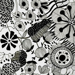 Large_Black and Light grey_Line art florals _