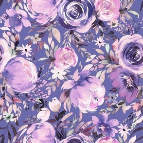 Romantic floral Peony and rose bouquet Spring peonies Floral watercolor Purple Lilac Small Fabric