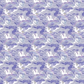 Unicorn Dreams- Mini- Periwinkle Purple- Very Peri- Pantone Color of the Year 2022- Girl Unicorn Wallpaper- Magical Baby Girl Nursery- Night Sky With Rainbows and Unicorns- Unicorn Fabric