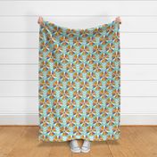 Coming Up Daisies - Retro Floral - Aqua Large Scale