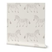 Zebra Parade - Two Tone Gray on Ivory - Large Scale