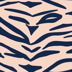 Zebra Stripes - Navy Blue on Blush Pink - Large Scale